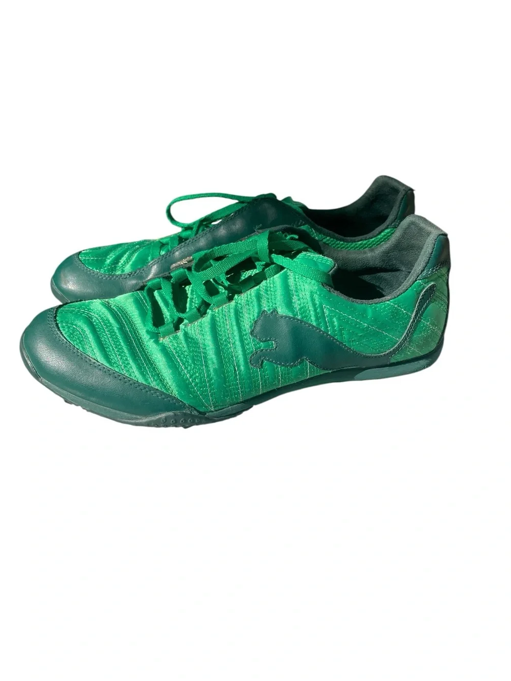 Puma Tekkies Green Low Profile Sneakers Size 8 Leather Soccer Style - Picture 2 of 9